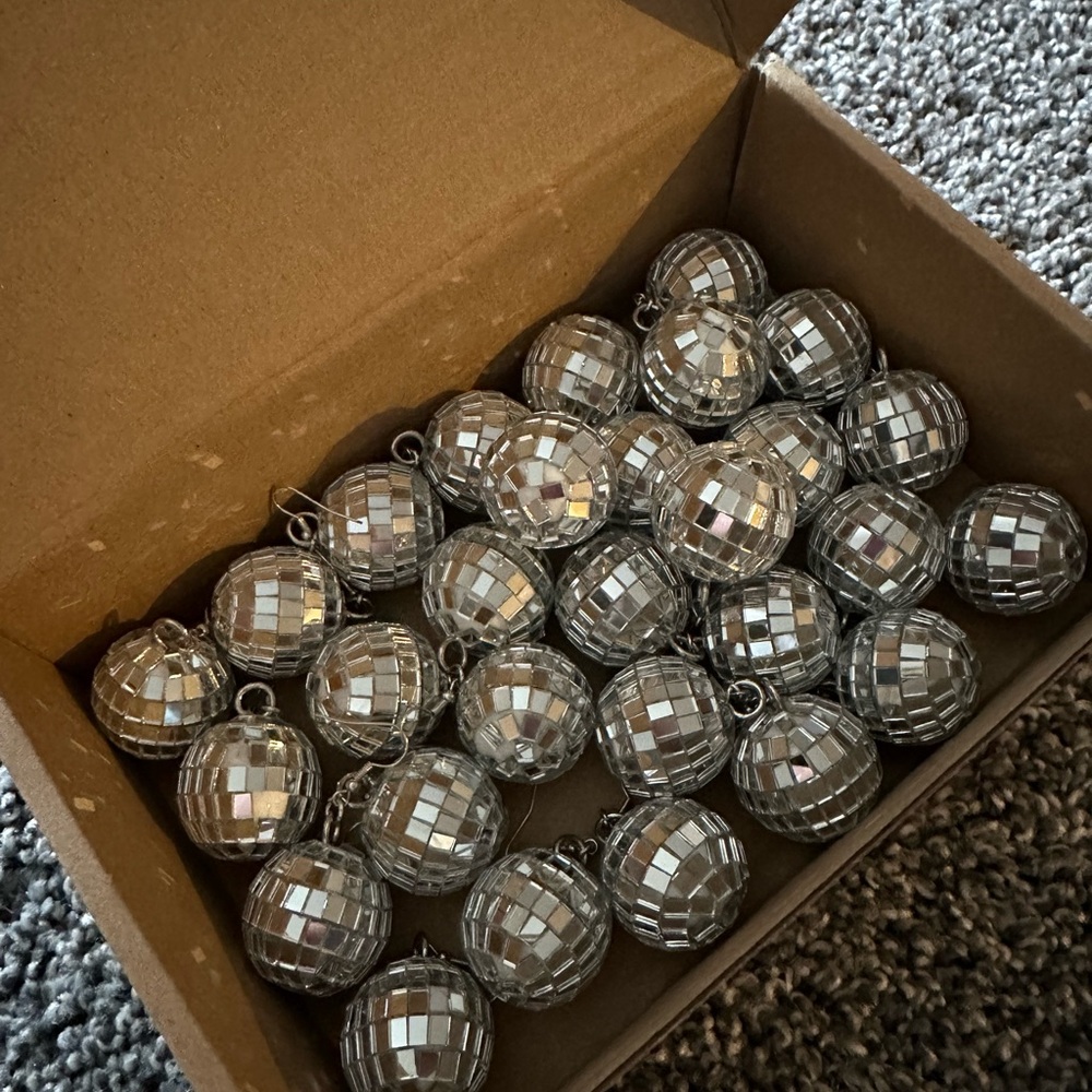 Silver Disco Ball Earrings
